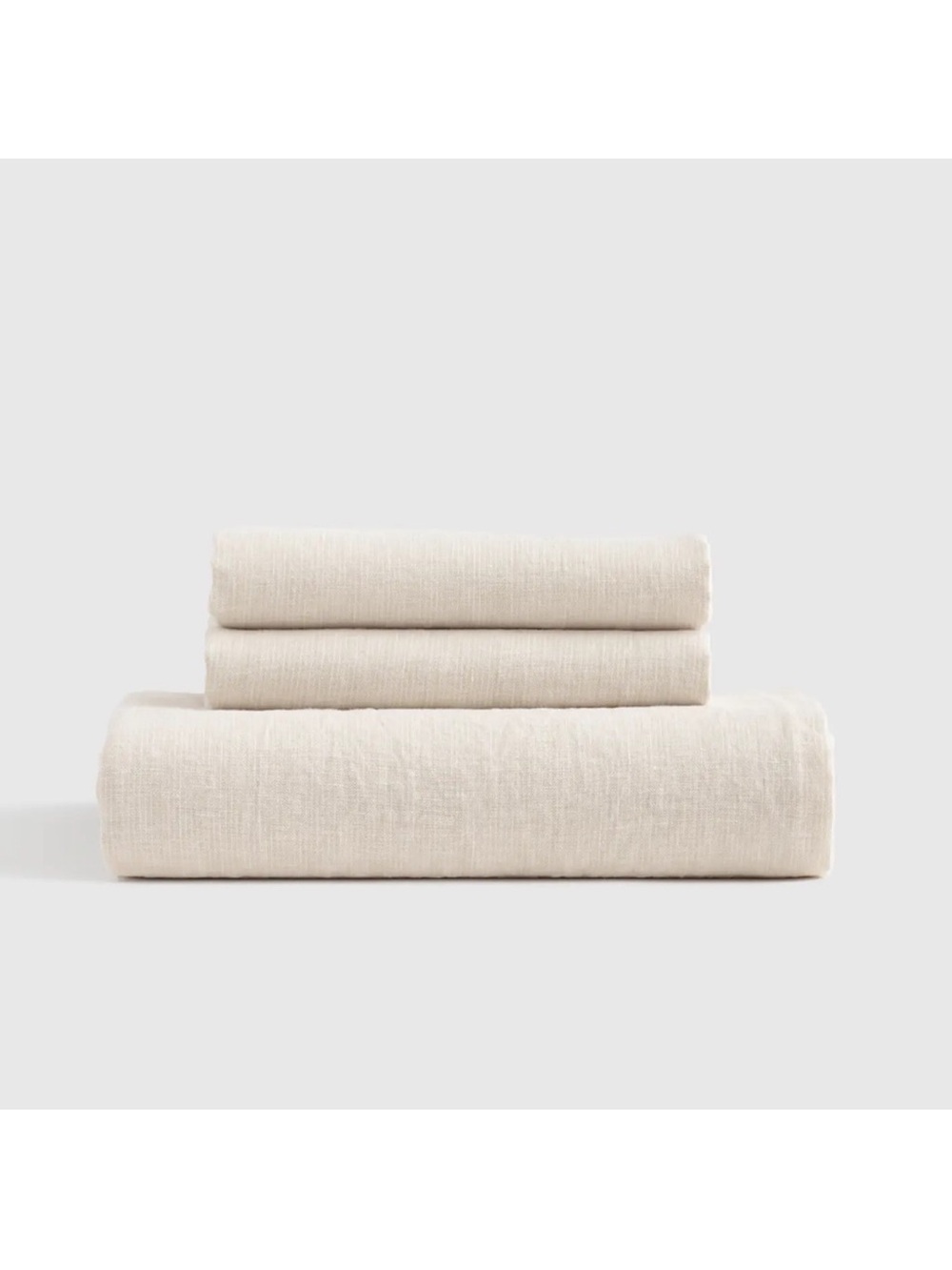 QUINCE European Linen Stripe Fitted Sheet Set Queen Natural Mini Pinstripe 8918